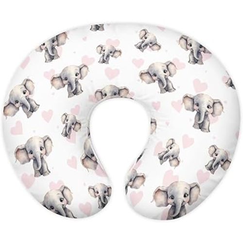 Forchrinse Elephant Print Nursing Pillow Cover for Baby Girls Boys Soft Stretch Nursing Pillow Cover Slipcover for Breastfeeding