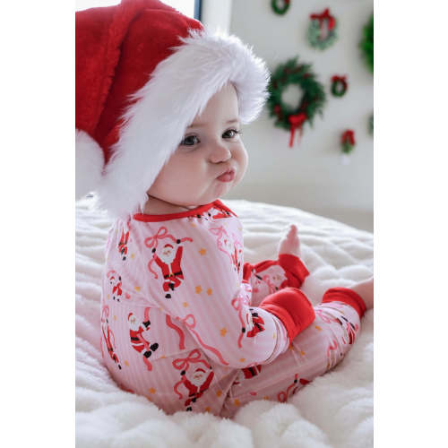 Christmas Bamboo Convertible Zipper Romper in Jolly Ribbons | Caden Lane