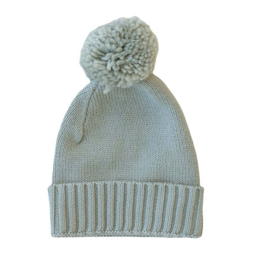 Knit Baby Pom Pom Beanie | Smoke