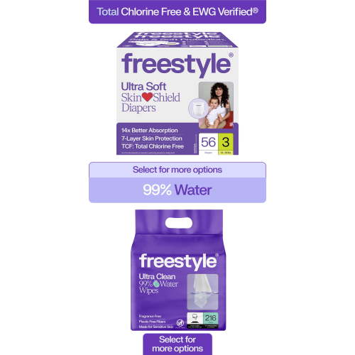 Freestyle Diapers Size 3, 56 Count & Fragrance Free Baby Wipes, 216 Count Bundle (Select for More Options)