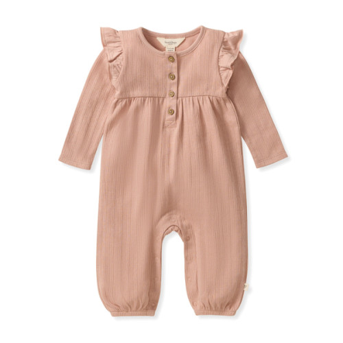 Ribbed Pointelle Baby Girl Jumpsuit