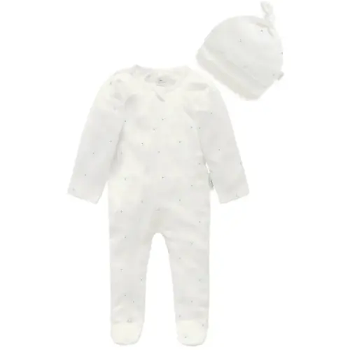Purebaby Growsuit & Hat Set Pale Blue Bear | Baby Bunting AU