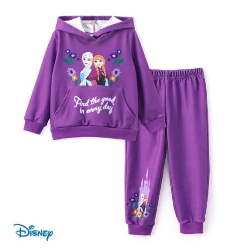 Disney Frozen Girls 2 Pcs Elsa/Anna Graphic Hoodies Sweatshirts and Joggers Outfit Sets Sizes 2-6