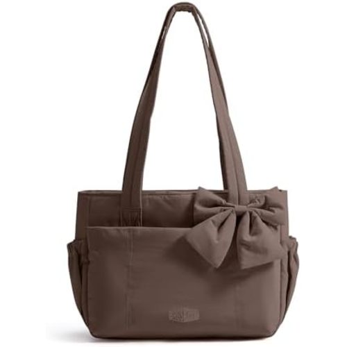 BAGSMART Crush Bow Tote Bag for Women, Puffer Travel Work Yoga Laptop Bag