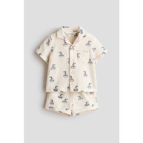 2-PIECE COTTON SHIRT AND SHORTS SET