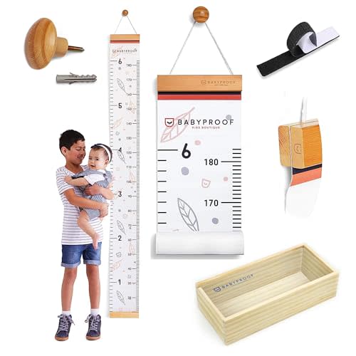 Growth Chart for Kids by Baby Proof - Measuring Height Chart and Kids Decor! Meaningful Memories Through Kid Size Chart Measurement. Leafy Growth Chart Ruler for Wall with Wooden Keepsake Box