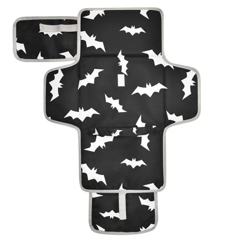 Halloween Bats Portable Baby Changing Pad Diaper Changing Table Pad Waterproof Travel Changing Station Mat with Built-in Pillow for Baby Gifts Stuff Newborn