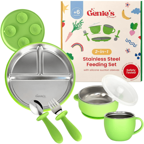 Stainless Steel Baby Plates & Bowls Set with Suction | Toddler Plates with Sucti