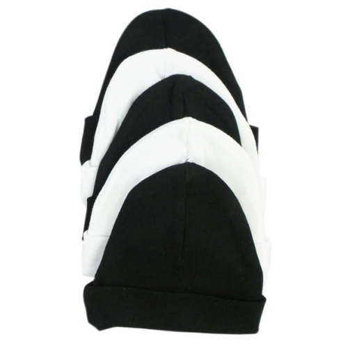 Bambini Black & White Newborn Baby Caps, 5pk (Baby Boys Or Baby Girls, Unisex)