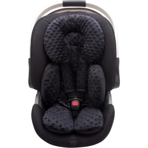 Pro Goleem Infant Car Seat Insert, Baby Head Neck Body Support, Soft Minky Newborn Car Seat Strap Pads, 2-in-1 Reversible, Boys and Girls, Black