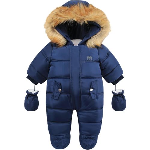 Baby Girls Winter Snowsuits Toddler Jackets For Boy Infant Jumpsuit | Infant snow suits hoodie jumpsuits toddler fleece rompers robe outfit clothes unisex items 0-6M