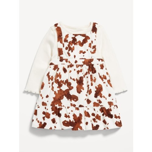 Long-Sleeve Ribbed T-Shirt and Corduroy Dress Set for Baby