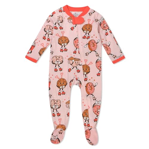HonestBaby Sleep & Play Footed One-Piece Pajama Sleeper 100% Organic Cotton, Baby Girls