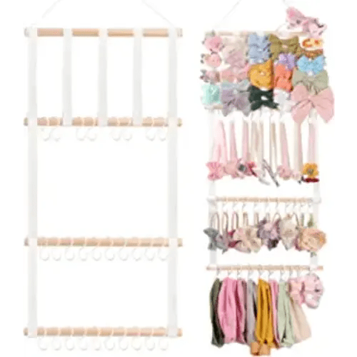 POVETIRE Headband Holder Hair Bows Organizer for Girls, Baby Headbands Hair Accessories Organizer Storage Wall Hanging Decor for Toddler Girls Room - 1-White