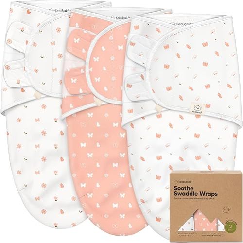 KeaBabies 3-Pack Organic Baby Swaddle Sleep Sacks - Swaddles for Newborns, Infant 0-3 Months, Baby Girls, Boys, Soft & Snug Newborn Sleep Sack, Nursery Swaddling Blankets (Butterflies)