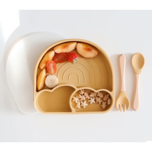Rainbow Divider Plate with Lid & Cutlery | Baby Weaning Set – littledaisydream.com