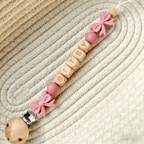 Personalized Baby Bowknot Pacifier Clip | KKBaby234