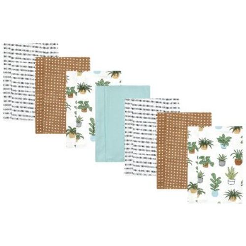 Hudson Baby Cotton Flannel Burp Cloths, Plants 7 Pack, One Size