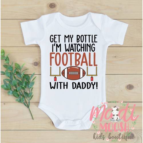 Watching Football With Daddy Football Onesie® - Dad And Me Baby Bodysuit