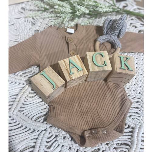 Personalized 3D Wooden Name Blocks: Baby Announcement Photo Prop