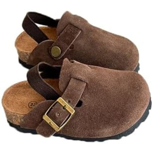 Kids Suede Clogs Toddler Clogs Boys Girls Sandals Cork Adjustable Buckle Mules