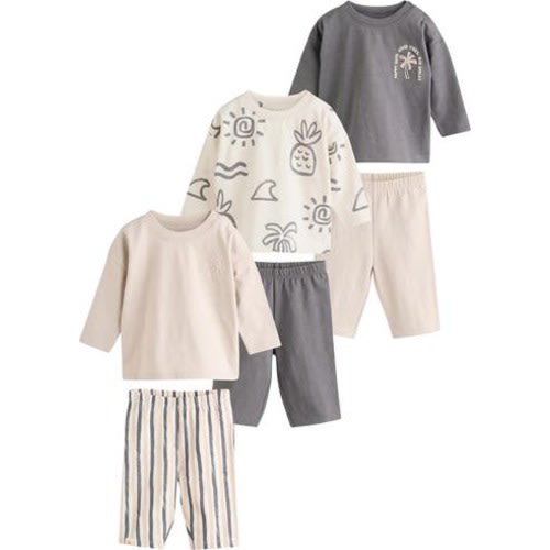 6-Pack Assorted Long Sleeve T-Shirts & Pants Set, 6-9M