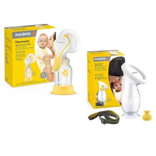 Medela Perfect Pair Bundle with Medela Harmony Manual Breast Pump & Silicone Breast Milk Collector, Lightweight and Discreet, Made Without BPA