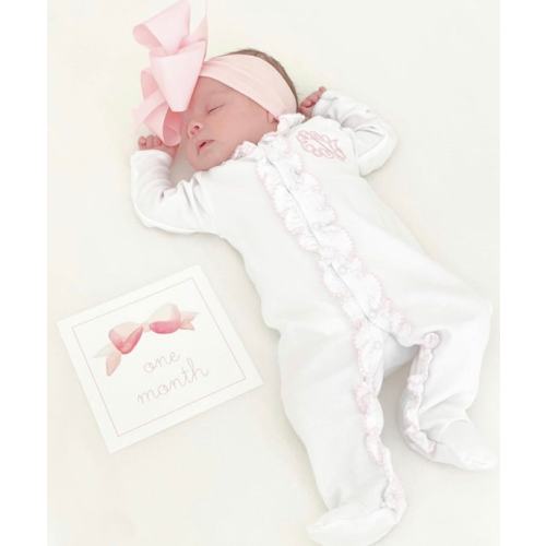 Baby Girl Coming Home Outfit, Ruffle Footie Romper, Personalized Baby Gift, Monogrammed Sleeper, Pima Cotton, Newborn Pictures, Shower - Etsy
