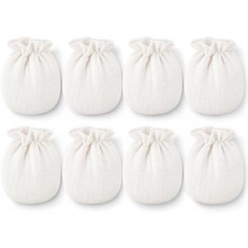 8 Pairs Soft Muslin No Scratch Baby Mittens for 0-6 Months Newborn