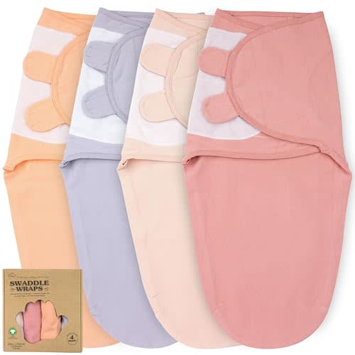 Organic Cotton Baby Swaddle 4-Pack, Swaddles for Newborn 0-3 Month - Swaddle Blanket Infant Wrap Sleep Sack for Boys & Girls, Baby Swaddle for Newborn, Registry & Shower Gift Essential