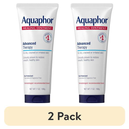 (2 pack) Aquaphor Healing Ointment Skin Protectant for Dry, Cracked, Irritated Skin, Fragrance Free, 7 oz