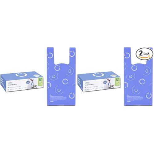 Ubbi Disposable Diaper Sacks, Lavender Scented, Easy-To-Tie Tabs, Diaper Disposal or Pet Waste Bags, 200 Count (Pack of 2)