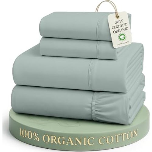 LANE LINEN Full Size Bed Sheet Set 100% Organic Cotton Soft - French Blue