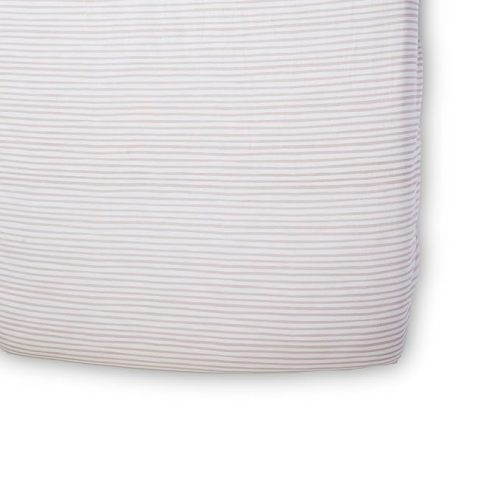 Pehr Striped Crib Sheet, Stripes Away Petal | Breathable Brushed Organic Cotton for Soft Sleep | Snug Fit | Giftable Reusable Fabric Bag Packaging | Standard Crib Mattresses up to 52”L x 28”W x 8”H