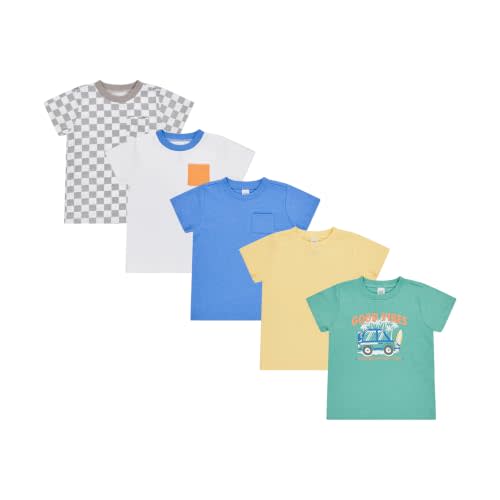 Cudlie 5-Pack Toddler/Baby Boy Short Sleeve Shirts - Premium Quality T-Shirt Tops