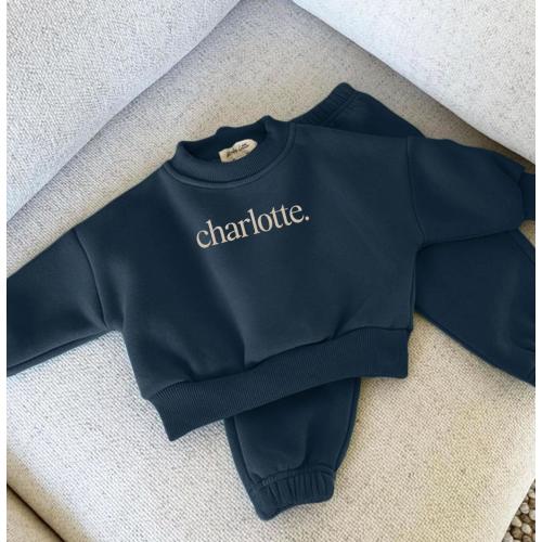 Personalized Name Kids Baby Sweatsuit, Embroidered Jogging Suit, Toddler Name Outfit, Monogrammed Sweatsuit, Childrens Matching Set