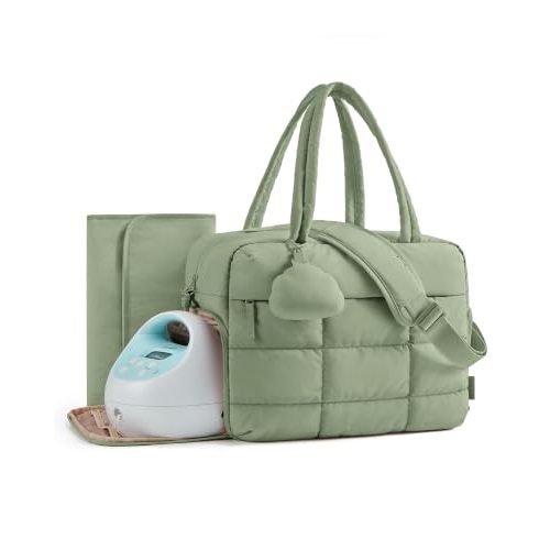 BAGSMART Diaper Bag Tote, Breast Pump Bag, Diaper Tote for Mom Dads | For Spectra S1/S2, Medela, Evenflo, Waterproof Changing Pad, Stroller Straps for Toddler, Insulated Pockets, Pacifier Case