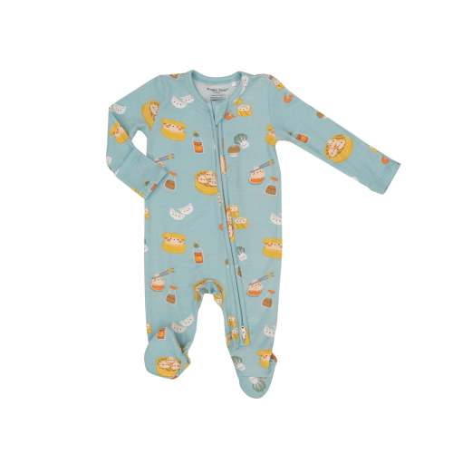 Angel Dear Dim Sum Bamboo 2 Way Zipper Footie - Blue Leaf Houston
