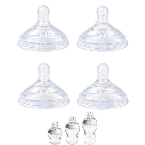 Replacement Nipples for Tommee Tippee Advanced Anti-Colic Baby Bottles, Soft Silicone Baby Bottle Nipples, Fast Flow, 6M+, BPA Free, Dishwasher Safe, 4 Pack