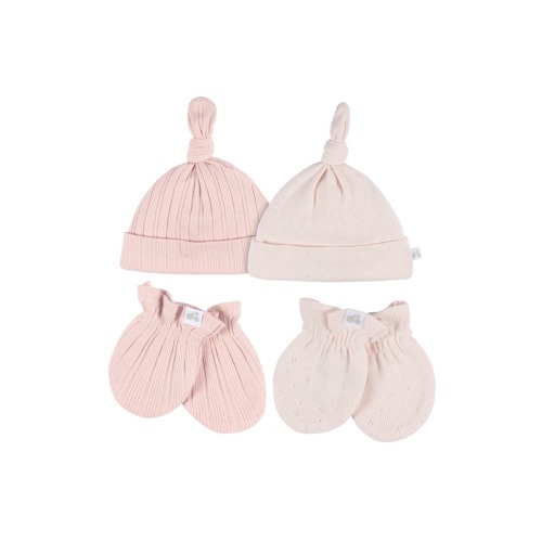 Caps and No Scratch Mittens Set