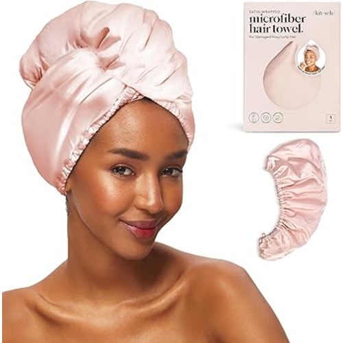 Kitsch Microfiber Hair Towel Wrap for Women – Ultra Absorbent Microfiber Bath Towels for Wet, Curly, Long or Short Hair – Anti-Frizz Hair Wrap, Great Hair Care Gifts for Women – Blush