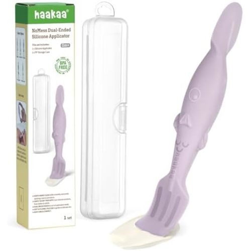 haakaa Dual-Ended Silicone Baby Diaper Cream Spatula with Case, Lavender