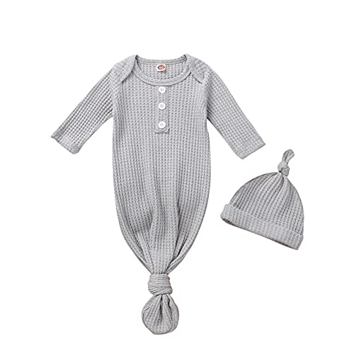 Qiylii Unisex Infant Baby Gown Sleeping Bag Newborn Boy Girl Knotted Sleeper Nighgown Pajamas Coming Home Outfits