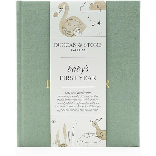 Baby First Year Book - Heirloom Keepsake Baby Memory Book to Record Important Milestones, Photos & More - Pregnancy Books (Sage Green,112 Pages)