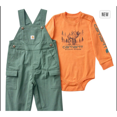 Boys' 2-Piece Long Sleeve Bodysuit & Ripstop Overall Set (Baby)