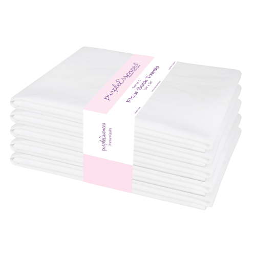 PurpleEssences Floursacks Kitchen Towels, Pack of 5, 24 x 28 Inch, White