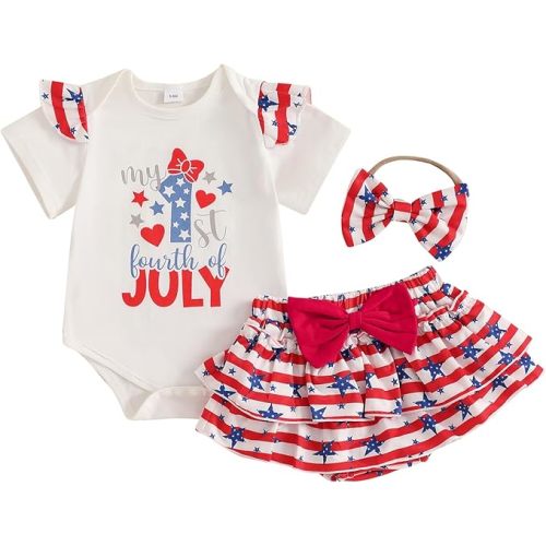 Newborn Baby Girl Summer Clothes Bow Embroidery Short Sleeve Romper Bodysuit Ruffle Shorts Headband 3Pcs Set Cute Outfits