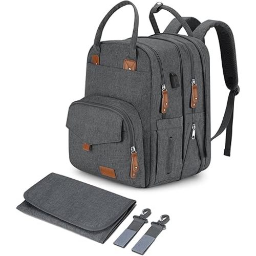 Extra Large Diaper Bag for 2 Kids - Expandable 35L Twin Baby Bags Backpack with 4 Insulated & 16" Laptop Pocket & 2 Compartments - Big Diapers Backpacks - Travel Pañaleras Para Bebe, Unisex