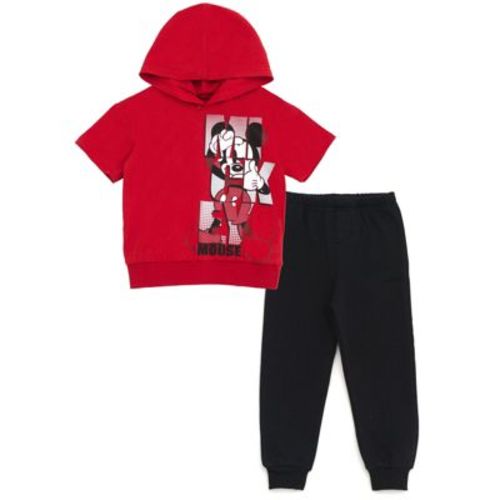 Disney Mickey Mouse Infant Baby Boys Hooded T-Shirt and Fleece Jogger Pants Outfit Set Red / Black Mickey Mouse 18 Months