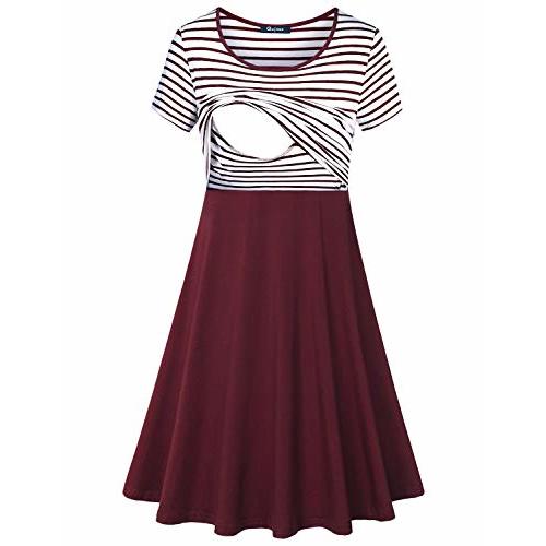 Quinee Women's Floral Short Sleeve Summer Maternity Nursing Breastfeeding Dress